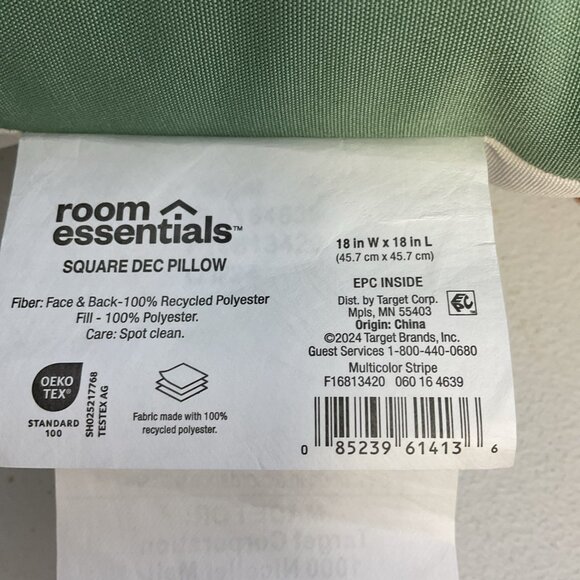 Room Essentials Decorative Pillow Multicolor Stripe 18in X 18in Set Of 2 - Picture 5 of 6